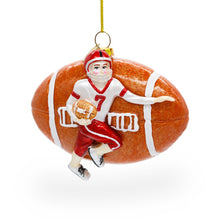 Load image into Gallery viewer, Football Player Glass Christmas Ornament