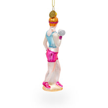 Load image into Gallery viewer, Retro Fitness Weightlifter Glass Christmas Ornament