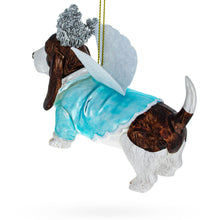Load image into Gallery viewer, Basset Dog with Crown and Wings Glass Christmas Ornament