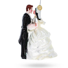 Load image into Gallery viewer, Bride and Groom Wedding Kiss Glass Christmas Ornament