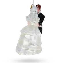 Load image into Gallery viewer, Bride and Groom Wedding Kiss Glass Christmas Ornament