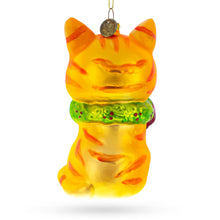 Load image into Gallery viewer, Orange Tabby Cat with Scarf Glass Christmas Ornament