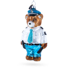 Load image into Gallery viewer, Police Bear Glass Christmas Ornament