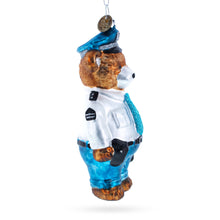 Load image into Gallery viewer, Police Bear Glass Christmas Ornament