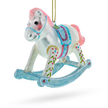Load image into Gallery viewer, Baby’s First Rocking Horse Glass Christmas Ornament