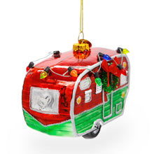 Load image into Gallery viewer, Camper Trailer with Lights Glass Christmas Ornament