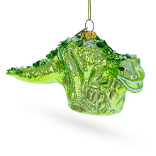 Load image into Gallery viewer, Green Dinosaur with Beads Glass Christmas Ornament