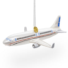 Load image into Gallery viewer, Passenger Jet Airplane Glass Christmas Ornament