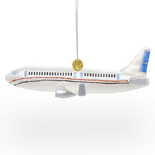 Load image into Gallery viewer, Passenger Jet Airplane Glass Christmas Ornament