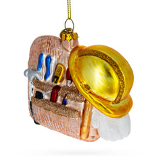Load image into Gallery viewer, Construction Worker Toolbox Glass Christmas Ornament