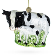 Load image into Gallery viewer, Cow with Calf Glass Christmas Ornament
