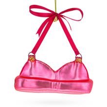 Load image into Gallery viewer, Pink Bra Glass Christmas Ornament