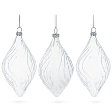 Load image into Gallery viewer, Set of 3 Clear Glass Swirl Christmas Ornaments 5.8 Inches