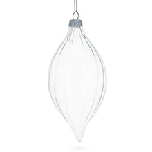 Load image into Gallery viewer, Set of 3 Striped Rhombus Finial Clear Glass Ornament 5.8 Inches