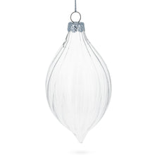 Load image into Gallery viewer, Set of 3 Striped Rhombus Finial Clear Glass Ornament 5.8 Inches