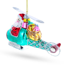 Load image into Gallery viewer, Santa Claus Pilot in Helicopter - Festive Blown Glass Christmas Ornament