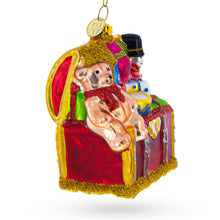 Load image into Gallery viewer, Teddy Bear, Nutcracker, and Gift Chest Glass Christmas Ornament