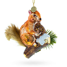Load image into Gallery viewer, Squirrel on a Branch Glass Christmas Ornament