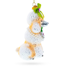 Load image into Gallery viewer, Poodle with Green Bow Glass Christmas Ornament