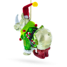 Load image into Gallery viewer, Rhino in Santa Hat Glass Christmas Ornament
