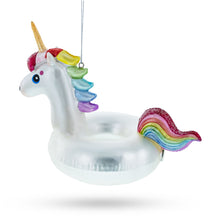 Load image into Gallery viewer, Unicorn Floatie Glass Christmas Ornament