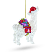 Load image into Gallery viewer, Lama with Presents Glass Christmas Ornament