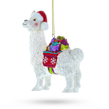 Load image into Gallery viewer, Lama with Presents Glass Christmas Ornament