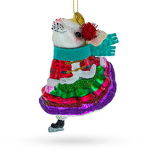 Load image into Gallery viewer, Mouse on Ice Skates Glass Christmas Ornament