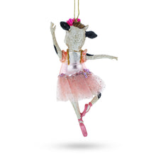 Load image into Gallery viewer, Ballerina Cow in Tutu Dancing Glass Christmas Ornament