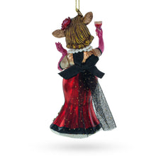Load image into Gallery viewer, Cow Sipping Red Wine Glass Christmas Ornament
