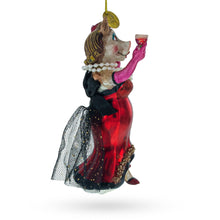 Load image into Gallery viewer, Cow Sipping Red Wine Glass Christmas Ornament