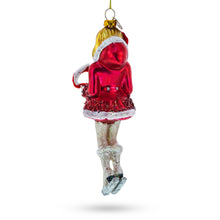Load image into Gallery viewer, Ice Skater Girl with Candy Cane Glass Christmas Ornament