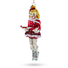Load image into Gallery viewer, Ice Skater Girl with Candy Cane Glass Christmas Ornament