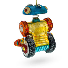 Load image into Gallery viewer, Robot on Wheels Glass Christmas Ornament