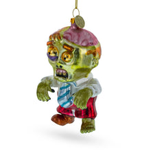 Load image into Gallery viewer, Zombie in Formal Attire Glass Christmas Ornament