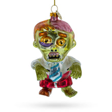 Load image into Gallery viewer, Zombie in Formal Attire Glass Christmas Ornament