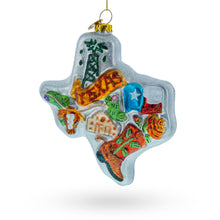 Load image into Gallery viewer, State of Texas Symbols Glass Christmas Ornament