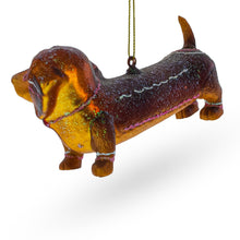 Load image into Gallery viewer, Dachshund with Bow Tie Glass Christmas Ornament