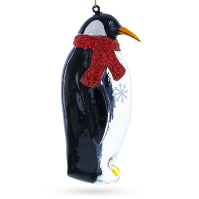 Penguin with Scarf Glass Christmas Ornament
