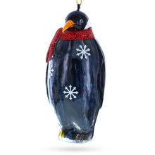 Load image into Gallery viewer, Penguin with Scarf Glass Christmas Ornament