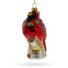 Load image into Gallery viewer, Red Cardinal on a Tree Branch Glass Christmas Ornament