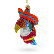 Load image into Gallery viewer, Tropical Toucan in a Sombrero Hat Glass Christmas Ornament