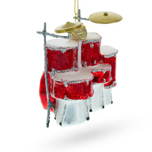 Load image into Gallery viewer, Rocking' Red Drum Kit Glass Christmas Ornament