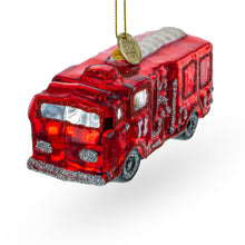 Load image into Gallery viewer, Gleaming Firetruck Glass Christmas Ornament