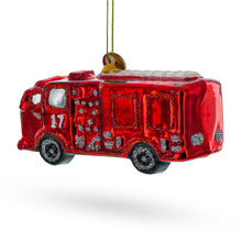 Load image into Gallery viewer, Gleaming Firetruck Glass Christmas Ornament