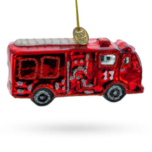 Load image into Gallery viewer, Gleaming Firetruck Glass Christmas Ornament