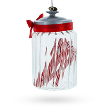 Load image into Gallery viewer, Candy Cane Jar Glass Christmas Ornament