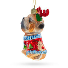 Load image into Gallery viewer, Pug Wearing Reindeer Antlers Glass Christmas Ornament