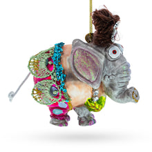 Load image into Gallery viewer, Circus Elephant Performing Tricks Glass Christmas Ornament