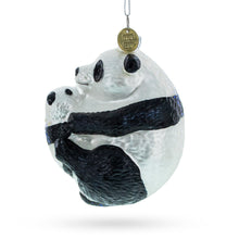 Load image into Gallery viewer, Mother and Baby Panda Embrace Glass Christmas Ornament